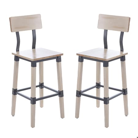 Flash Furniture Jackson Commercial Grade Rustic Antique White Industrial Wood Dining Barstool, 2PK 2-XU-DG-W0236B-ANTWHT-GG
